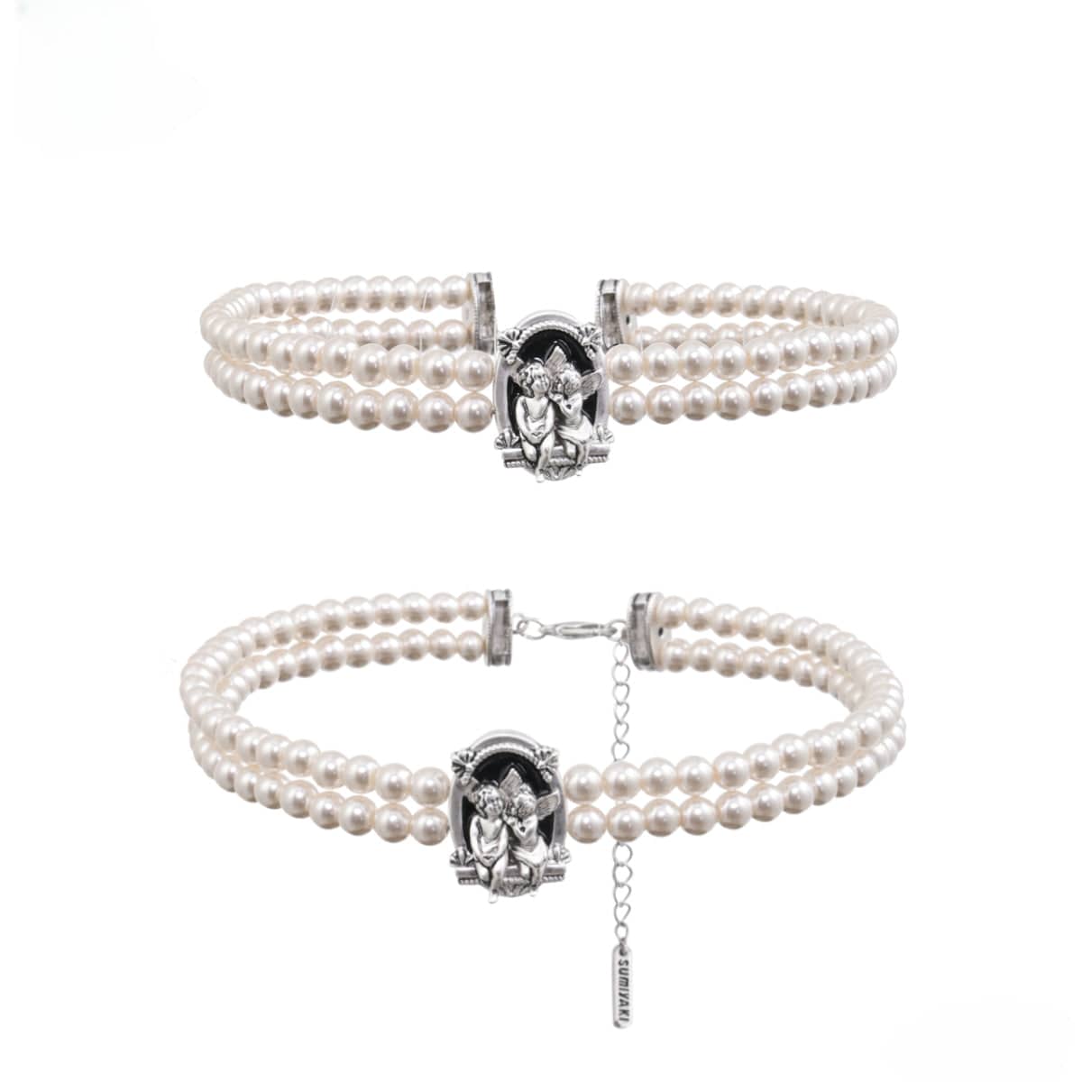 Kobine Women's Gothic Angel Pearl Choker