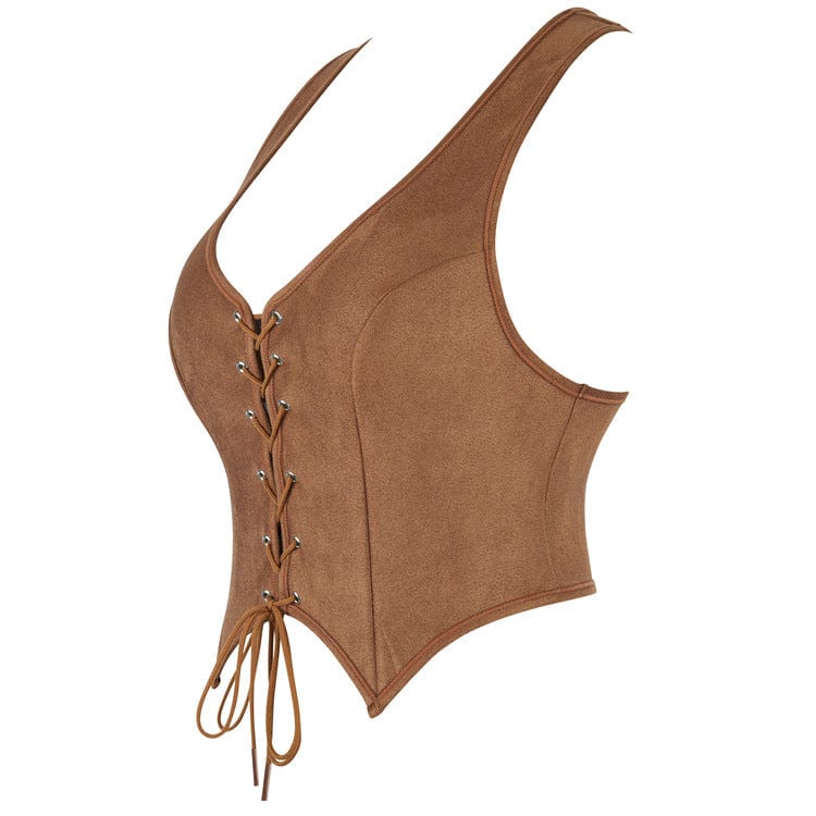 Kobine Women's Gothic Batwing Hem Lace-up Overbust Corset