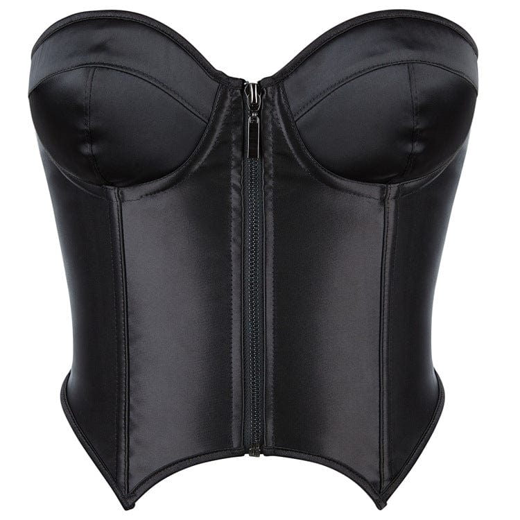 Kobine Women's Gothic Batwing Hem Zipper Overbust Corset