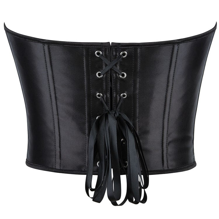 Kobine Women's Gothic Batwing Hem Zipper Overbust Corset