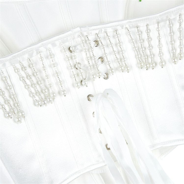 Kobine Women's Gothic Beaded Tassel Lace-up Overbust Corset