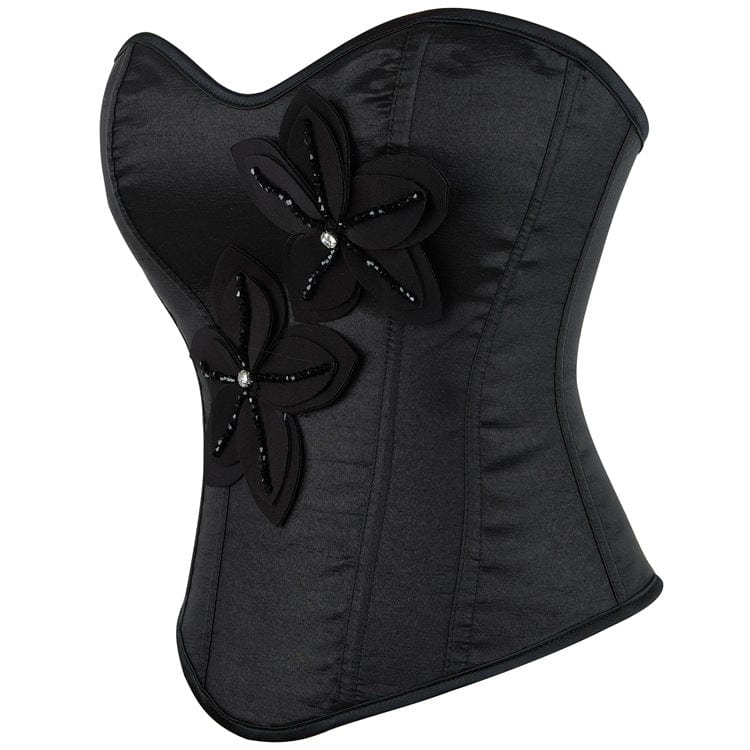Kobine Women's Gothic Big Flower Lace-up Overbust Corset