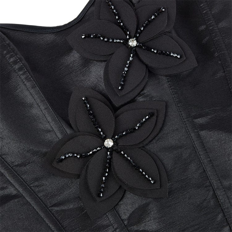 Kobine Women's Gothic Big Flower Lace-up Overbust Corset