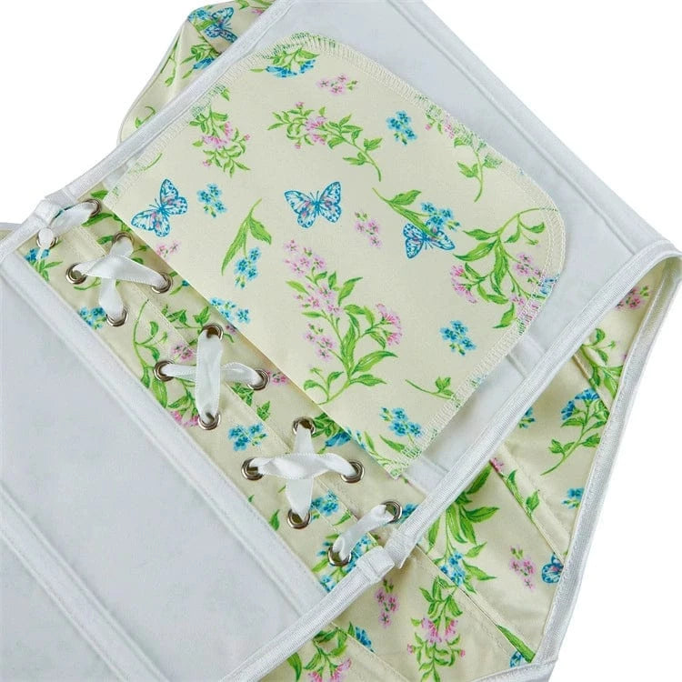 Kobine Women's Gothic Butterfly Printed Lace-up Overbust Corset