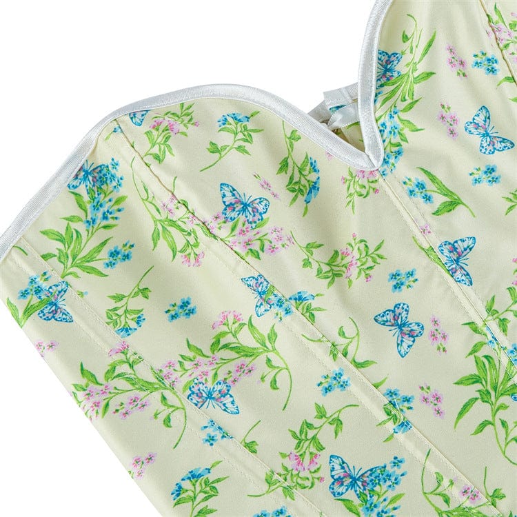Kobine Women's Gothic Butterfly Printed Lace-up Overbust Corset