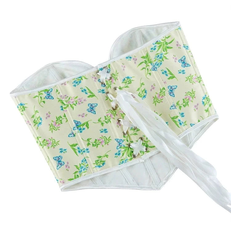 Kobine Women's Gothic Butterfly Printed Lace-up Overbust Corset