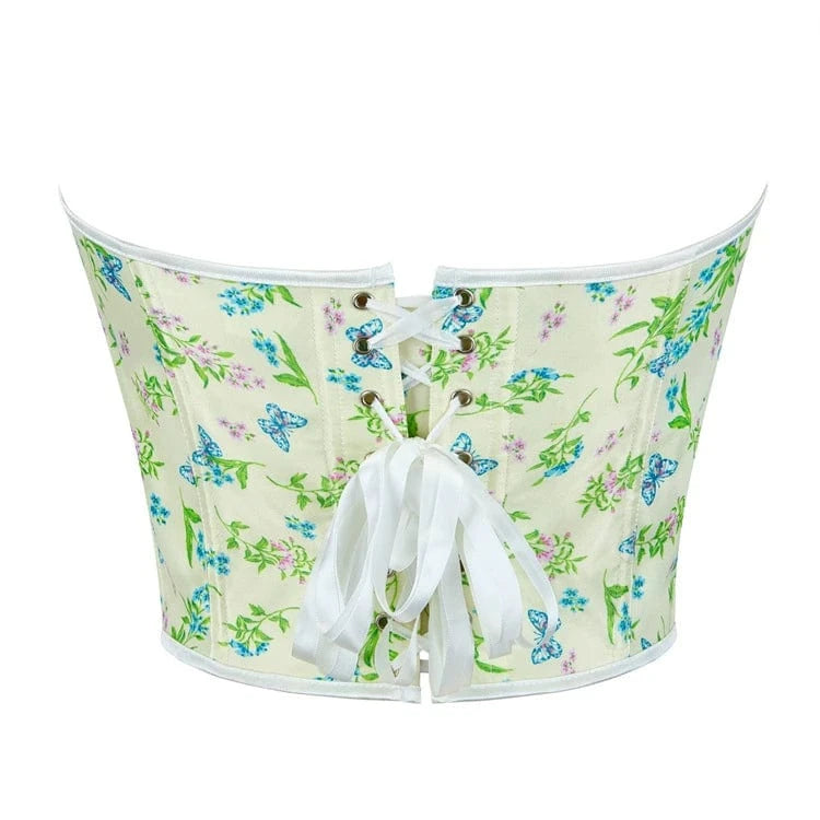 Kobine Women's Gothic Butterfly Printed Lace-up Overbust Corset