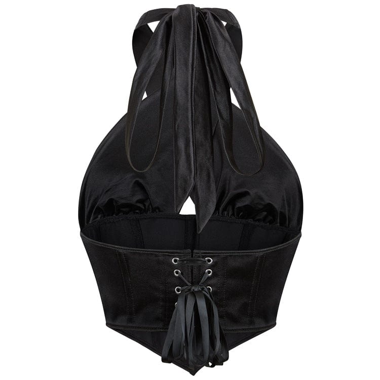 Kobine Women's Gothic Cross Halter Neck Lace-up Overbust Corset