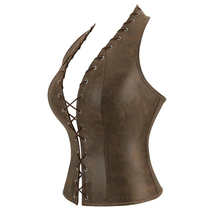 Kobine Women's Gothic Cutout Halterneck Overbust Corset