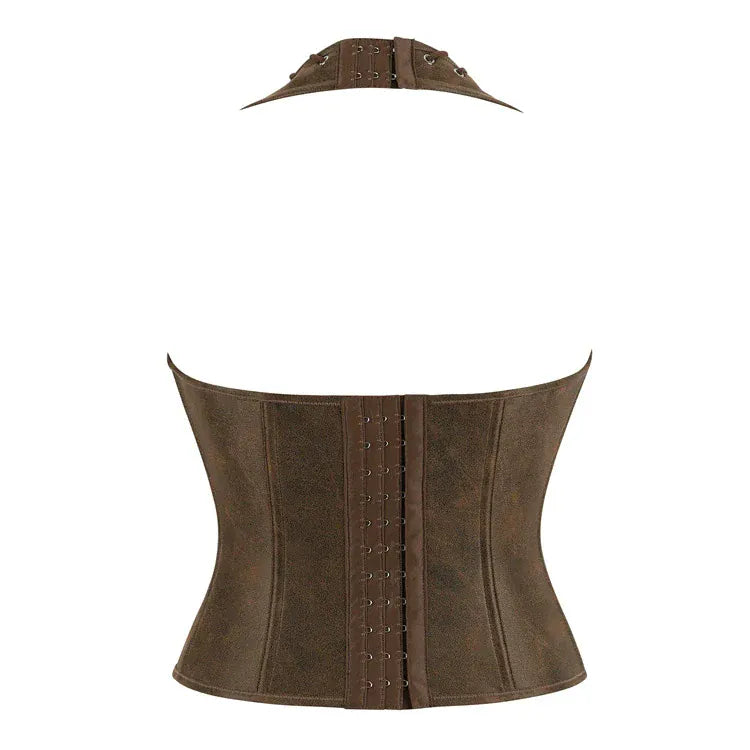 Kobine Women's Gothic Cutout Halterneck Overbust Corset
