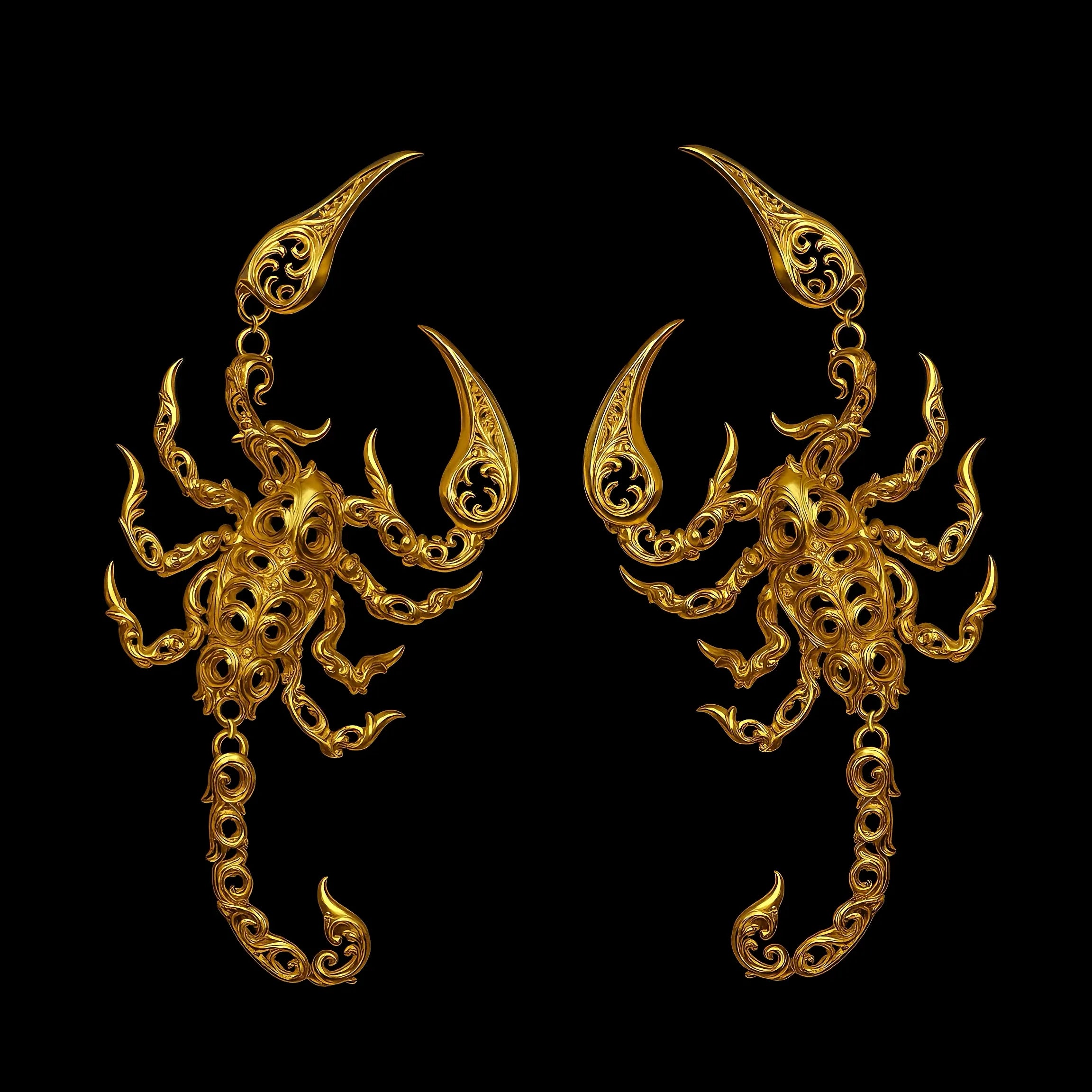 Kobine Women's Gothic Cutout Scorpion Drop Post Earrings