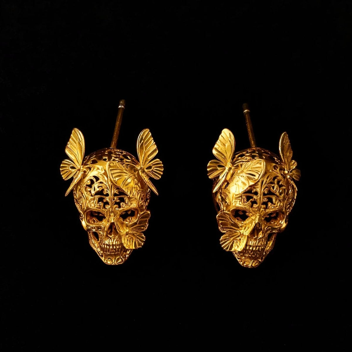 Kobine Women's Gothic Cutout Skull Butterfly Post Earrings