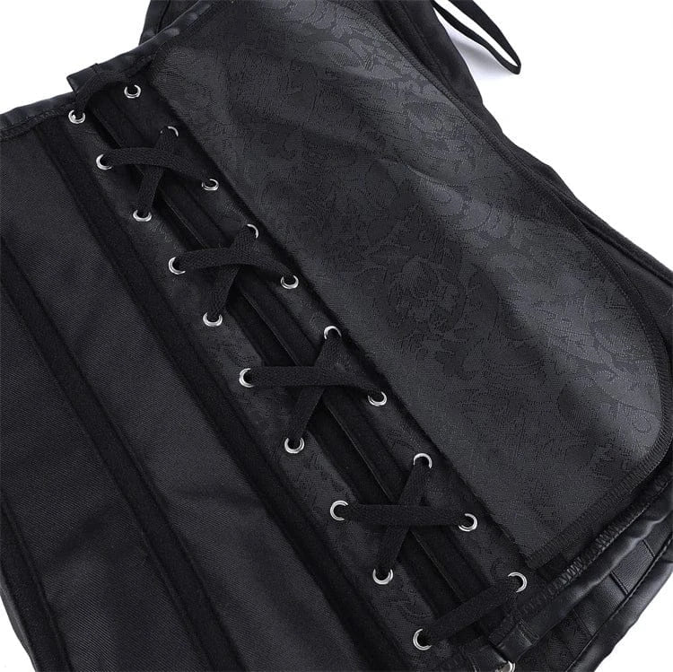 Kobine Women's Gothic D-rings Buckle Lace-up Overbust Corset