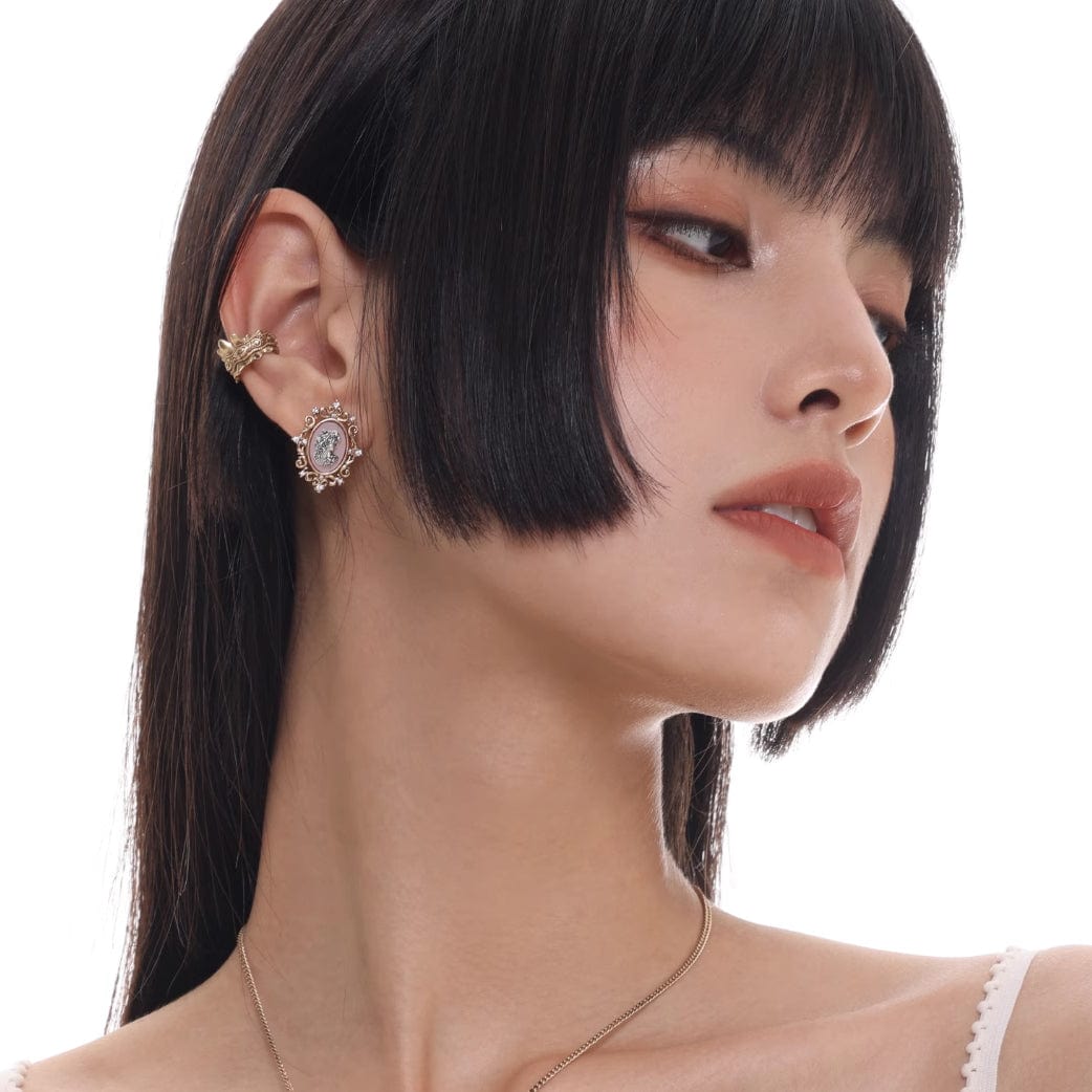 Kobine Women's Gothic Embossed Stereo Frame Earrings