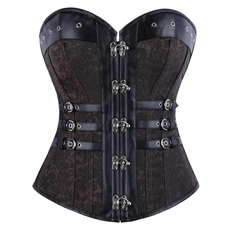 Kobine Women's Gothic Eyelet Buckle-up Lace-up Overbust Corset