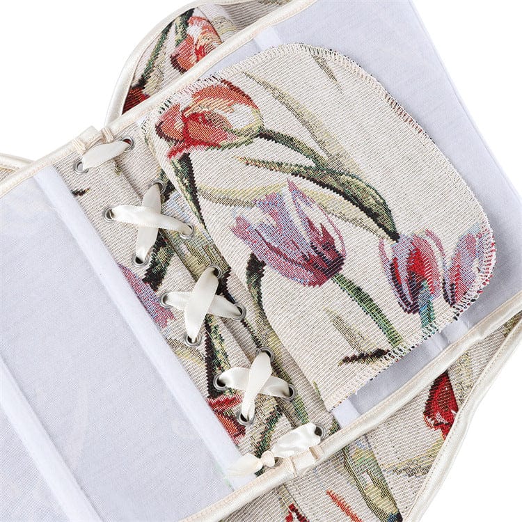 Kobine Women's Gothic Floral Jacquard Lace-up Overbust Corset