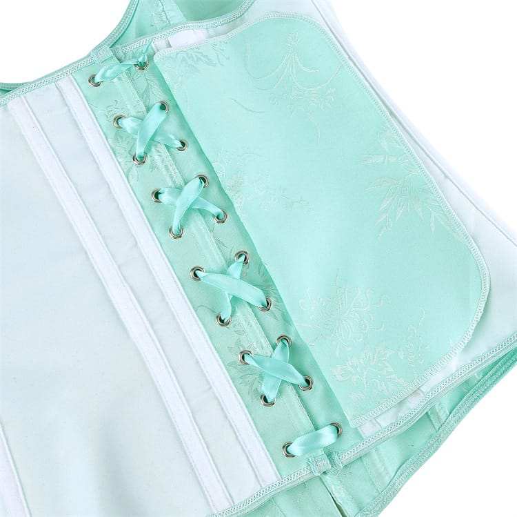 Kobine Women's Gothic Floral Jacquard Lace-up Zip Overbust Corset