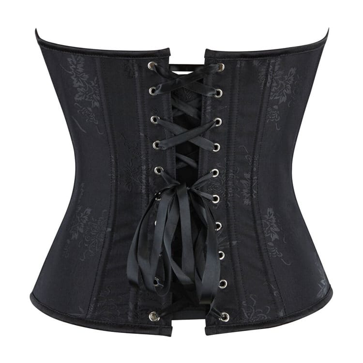 Kobine Women's Gothic Floral Jacquard Lace-up Zip Overbust Corset