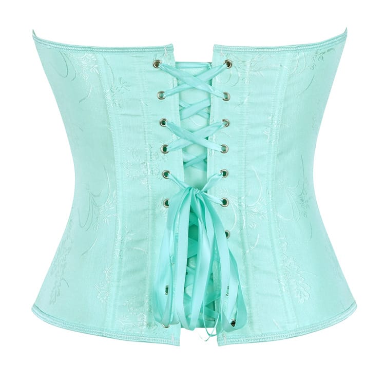 Kobine Women's Gothic Floral Jacquard Lace-up Zip Overbust Corset