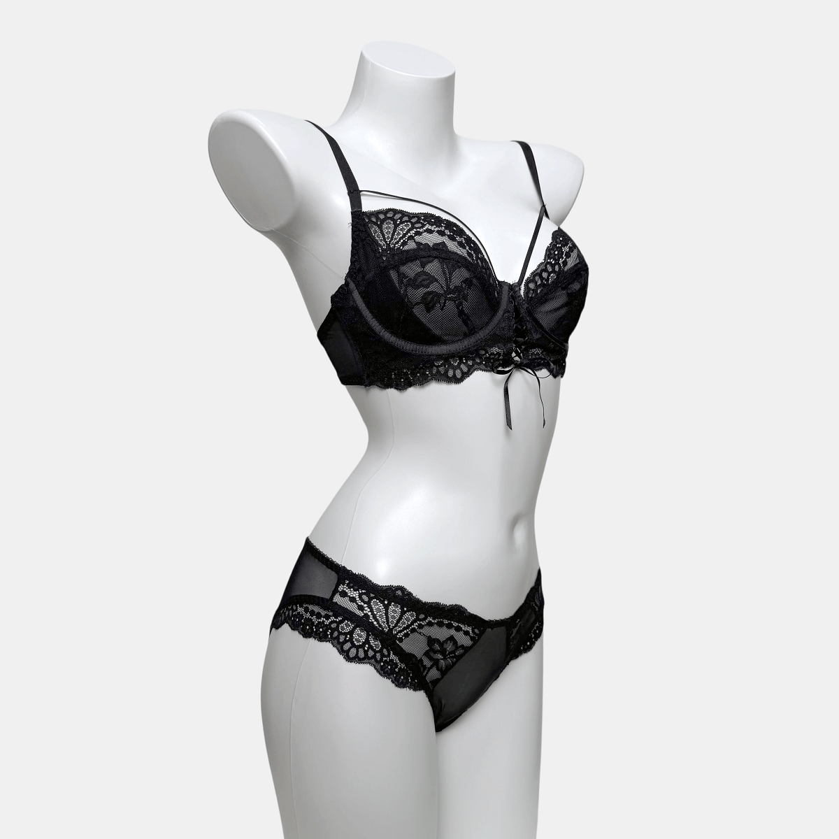 Kobine Women's Gothic Floral Lace Lace-up Lingerie Set