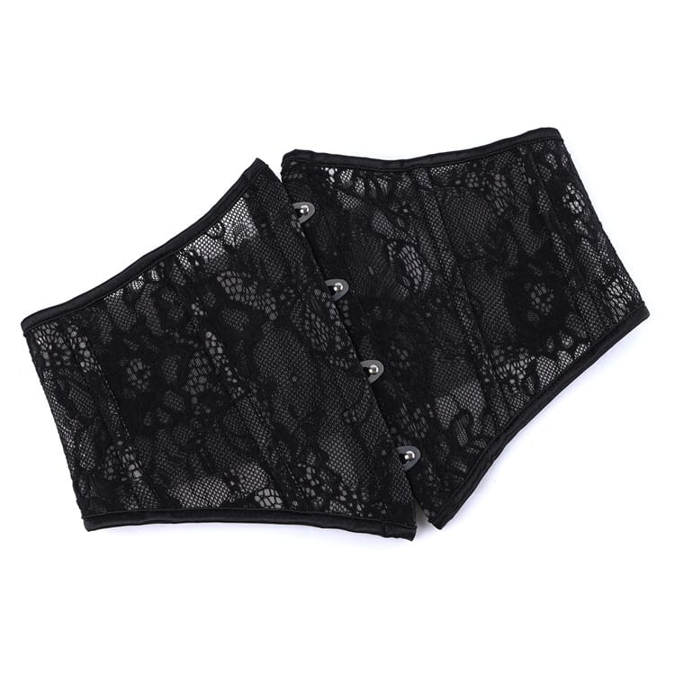 Kobine Women's Gothic Floral Mesh Lace-up Underbust Corset