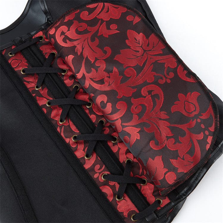 Kobine Women's Gothic Floral Printed Buckle Lace-up Overbust Corset