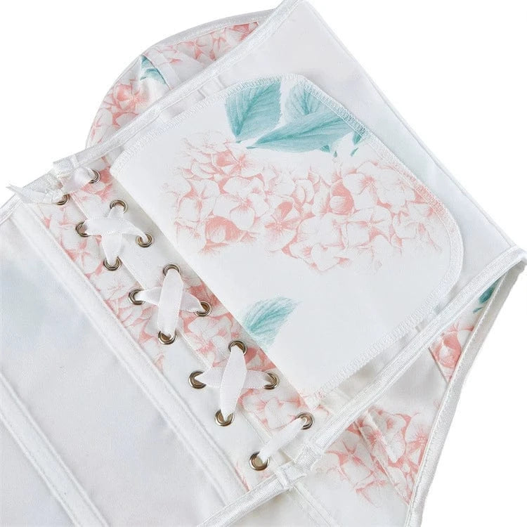 Kobine Women's Gothic Floral Printed Lace-up Overbust Corset