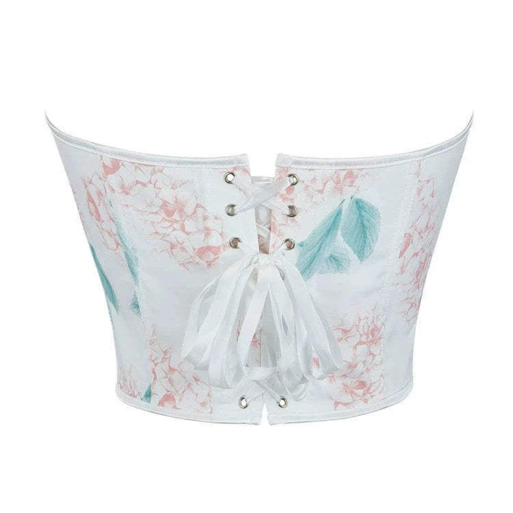 Kobine Women's Gothic Floral Printed Lace-up Overbust Corset