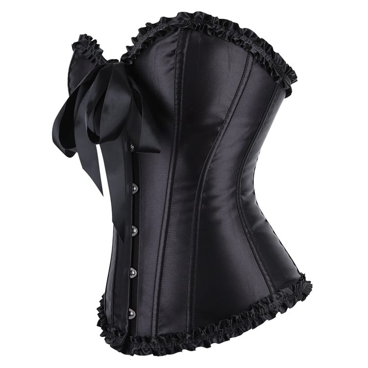 Kobine Women's Gothic Frilled Trim Lace-up Overbust Corset