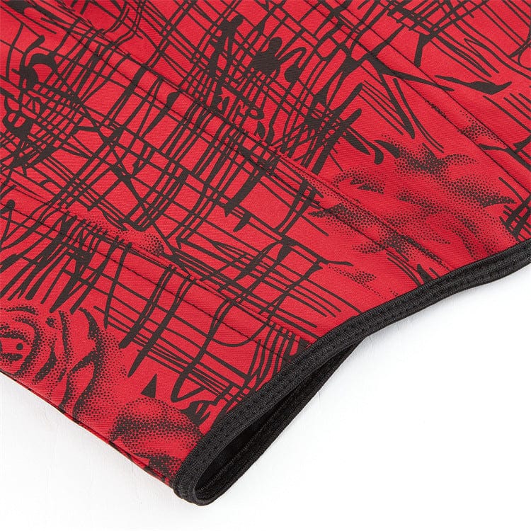 Kobine Women's Gothic Frog Graffiti Printed Lace-up Overbust Corset