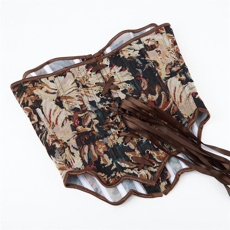 Kobine Women's Gothic Irregular Boned Overbust Corset