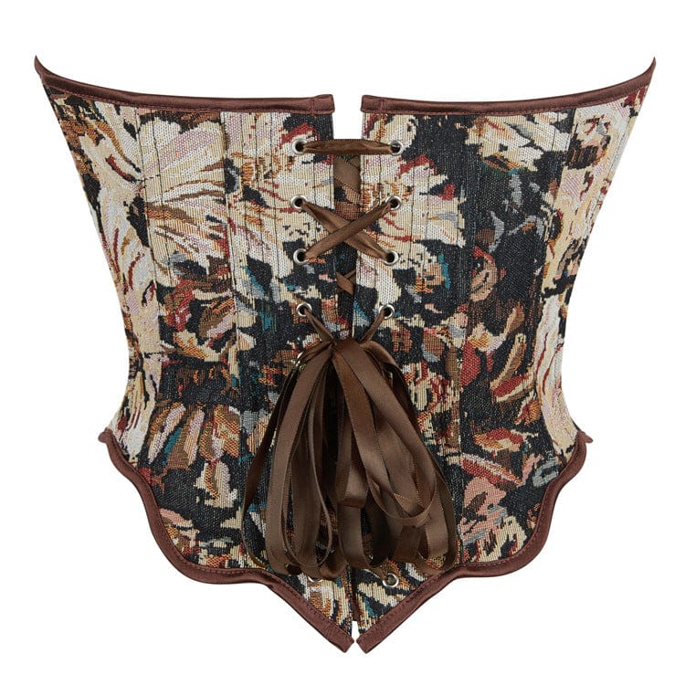 Kobine Women's Gothic Irregular Boned Overbust Corset