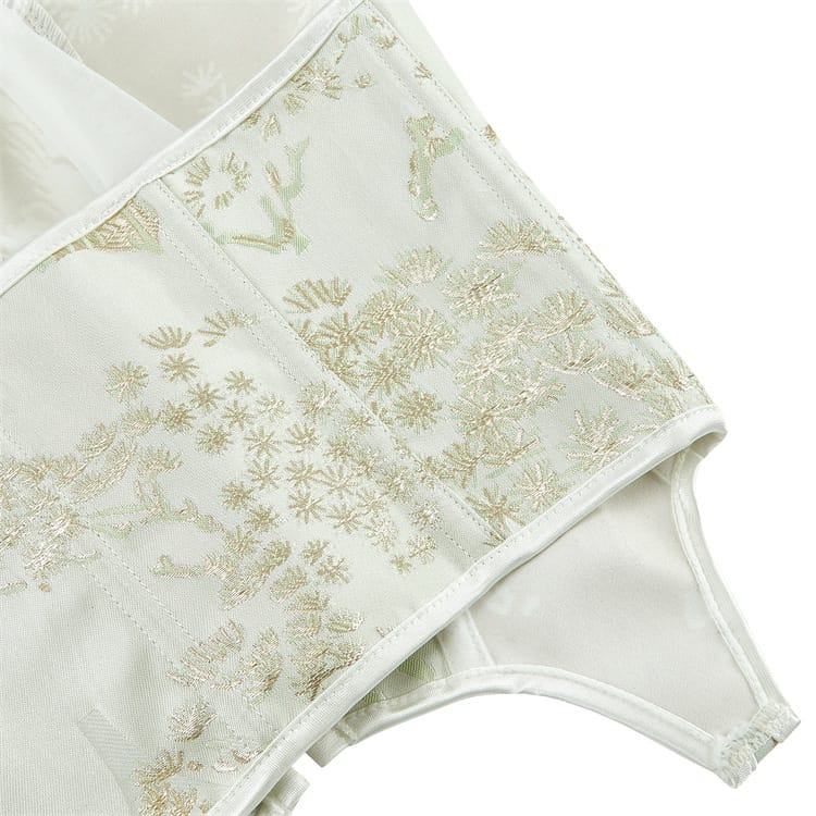 Kobine Women's Gothic Irregular Embroidered Lace-up Overbust Corset