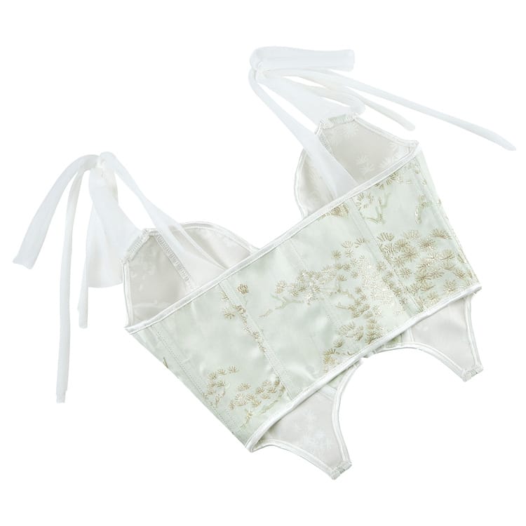 Kobine Women's Gothic Irregular Embroidered Lace-up Overbust Corset