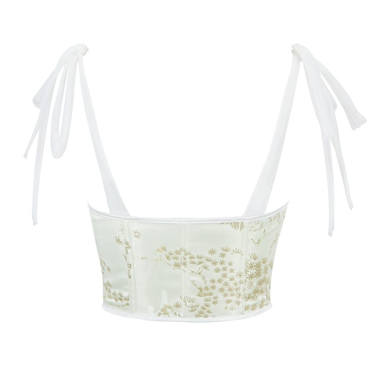 Kobine Women's Gothic Irregular Embroidered Lace-up Overbust Corset