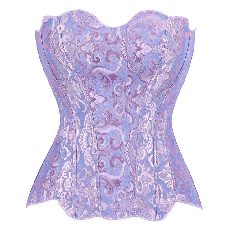 Kobine Women's Gothic Irregular Floral Jacquard Overbust Corset