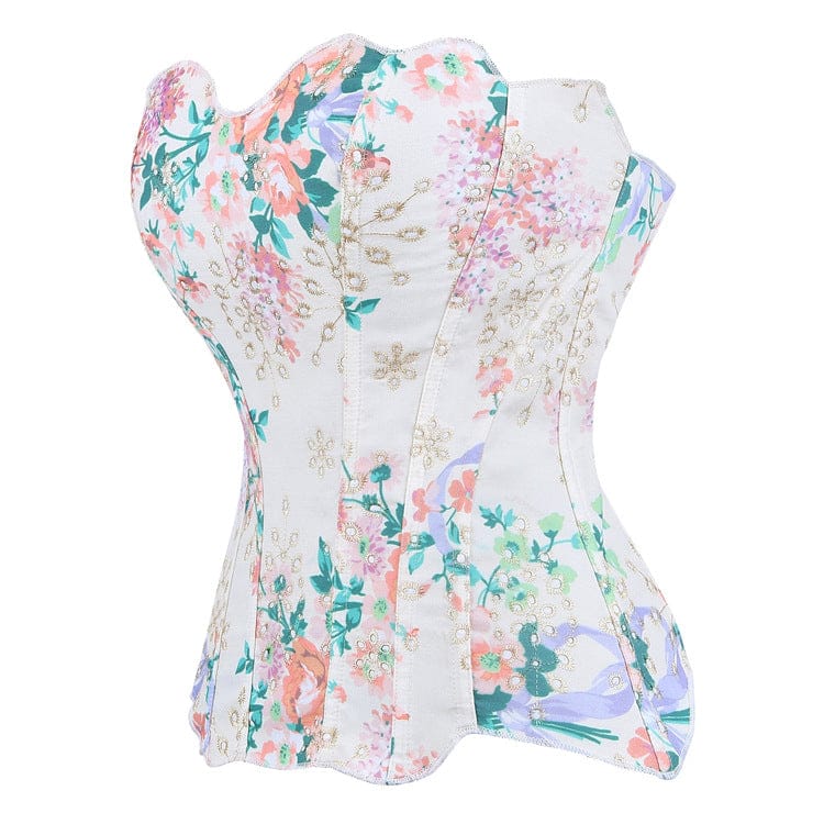 Kobine Women's Gothic Irregular Floral Printed Overbust Corset