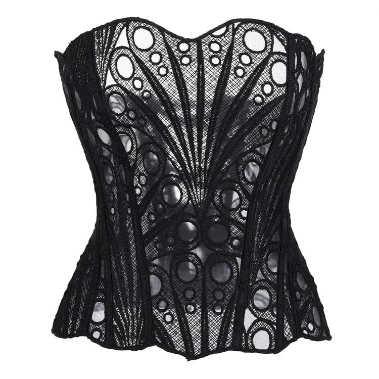 Kobine Women's Gothic Irregular Lace Sheer Overbust Corset