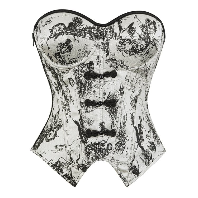 Kobine Women's Gothic Irregular Wash Painting Frog Overbust Corset