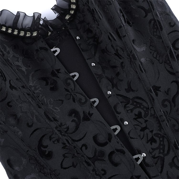 Kobine Women's Gothic Jacquard Lace-up Overbust Corset with Choker