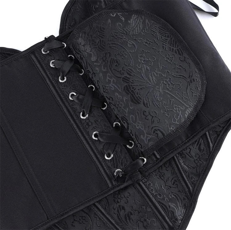 Kobine Women's Gothic Jacquard Solid Color Lace-up Overbust Corset