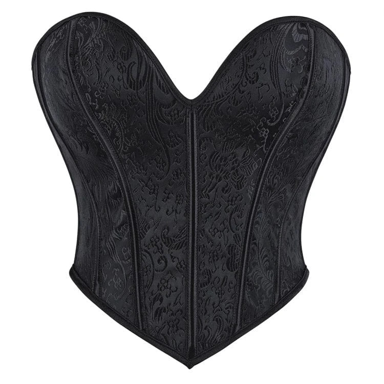 Kobine Women's Gothic Jacquard Solid Color Lace-up Overbust Corset