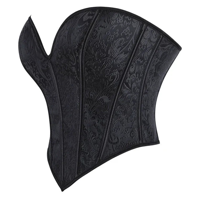 Kobine Women's Gothic Jacquard Solid Color Lace-up Overbust Corset