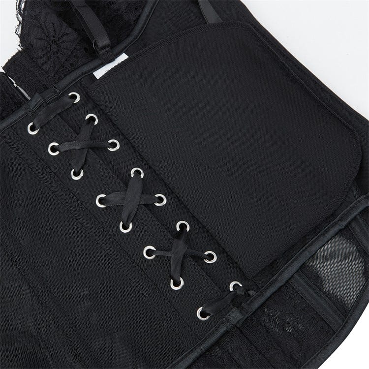 Kobine Women's Gothic Lace Sheer Overbust Corset