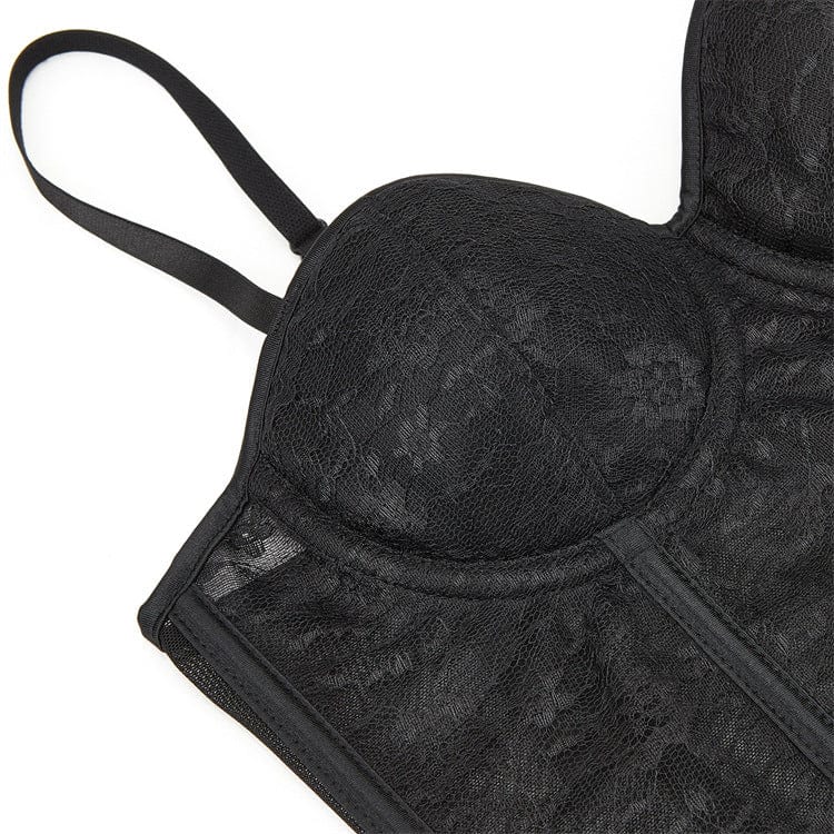 Kobine Women's Gothic Lace Sheer Overbust Corset