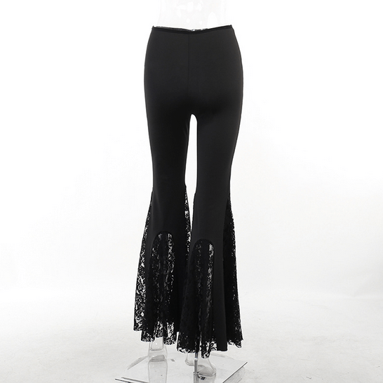 Kobine Women's Gothic Lace Splice Flared Pants