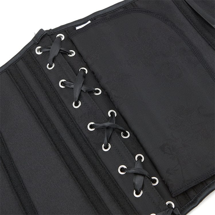 Kobine Women's Gothic Lace-up Floral Printed Underbust Corset