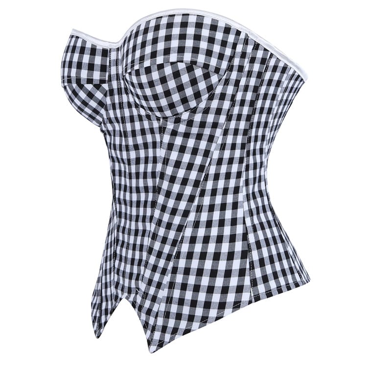 Kobine Women's Gothic Lace-up Irregular Plaid Overbust Corset