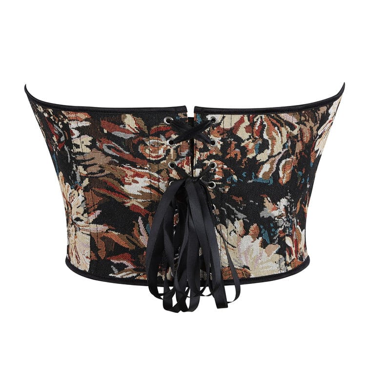 Kobine Women's Gothic Lace-up Jacquard Overbust Corset