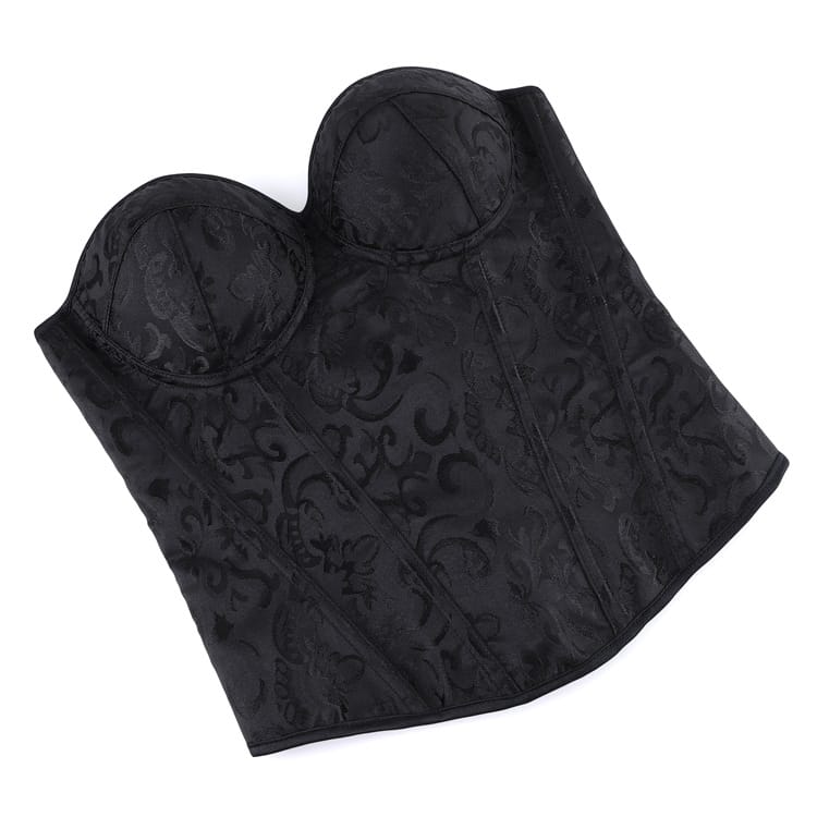 Kobine Women's Gothic Lace-up Jacquard Overbust Corset